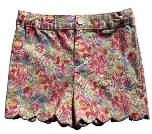 Crown & Ivy Kids Girls Size 6 Bunny Rabbit Floral Scalloped Shorts Cotton